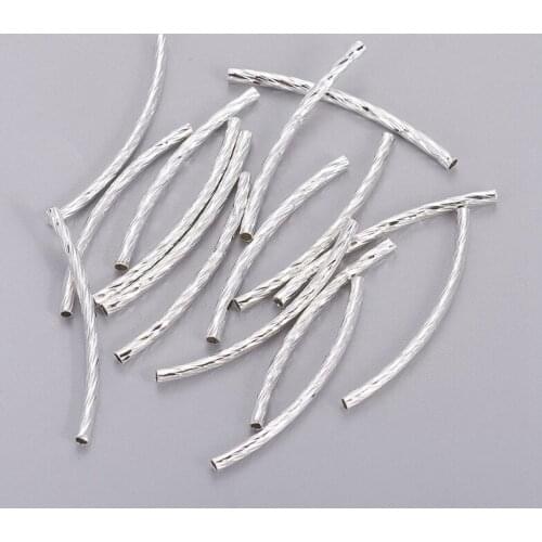 200pcs 35x2mm Curved Brass Tube Beads Connector Jewelry Findings for Jewelry Making DIY Bracelet Necklace Accessories Hole 1mm