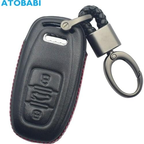 4D Leather Car Key Case Smart Remote Fob Cover Protector Keyless Jacket Bag For Audi A1 A3 A4 A4L A5 A6 A7 A8 Q5 Q7 R8 S5 S7 RS