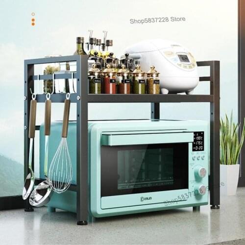 Kitchen microwave countertop rack oven shelf seasoning rack floor multi-layer stainless steel storage rack