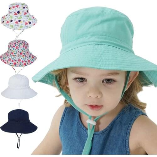 Summer Baby Sun Hat Boys Cap Children Panama Unisex Beach Girls Bucket Hats Cartoon Infant Caps UV Protection