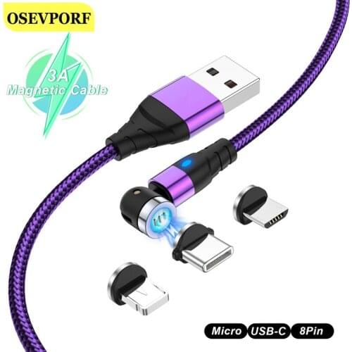 3A Magnetic Micro USB Type C Cable for iphone 11 ProXS 8 SE 2020 Samsung S20 Xiaomi Magnet Charger Mobile Phone Cable Cord Wires