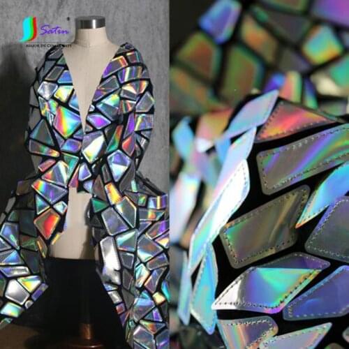 Fashion High-Grade Geometric Mirror Laser TPU Gradient Fabric Party DIY Home Handmade Dress Skirt Bag Stage Background Fabric