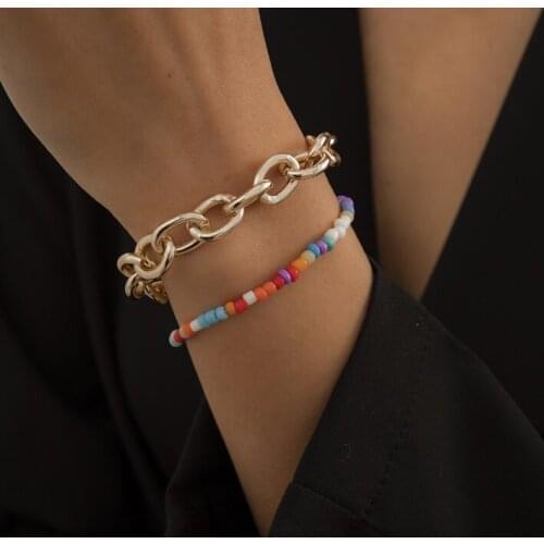 Fashion Jewelry Metal Bracelet 2021 New Design Hot Selling Bohemia Style Seed Beads Bracelet For Girl Fine Accessories