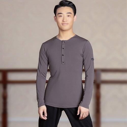 Latina Dance Clothes For Men Long Sleeve Latin Ballroom Practice Wear Tango Dance Outfits Tap Dance Wear Cha Cha Tops