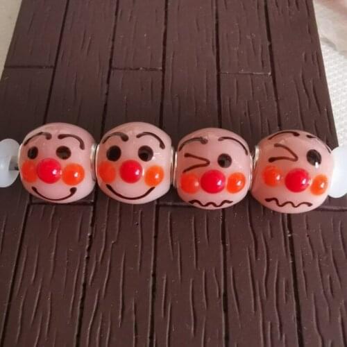 Mistletoe 925 Sterling Silver Murano Glass Anpanman Charm Bead Jewelery