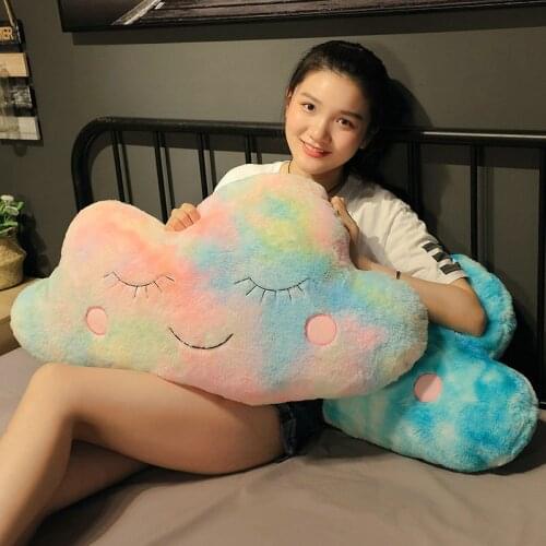80cm New Style Cute Stuffed Rainbow Clouds Plush Toys Creative Soft Pillow Cushion Kids Baby Cartoon Christmas Birthday Gift