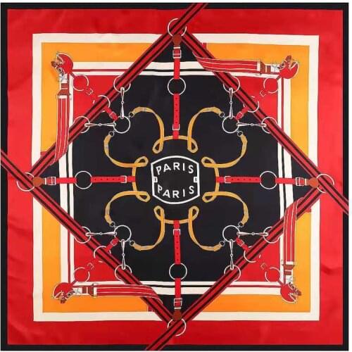 Luxury Brand Women 100% Twill Silk ChainScarf Handkerchief twill silk square Scarves shawls wraps headscarf Bandana 130*130cm