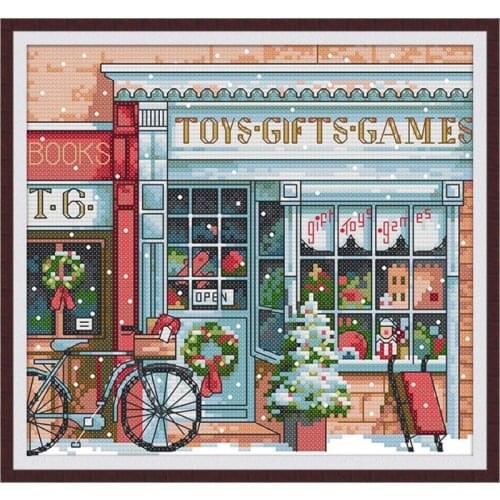 Christmas Gift Toy Store Count Cross Stitch 11CT14CT DIY Embroidery Needlework Cartoon Cross Stitch Kit Home Decoration Painting