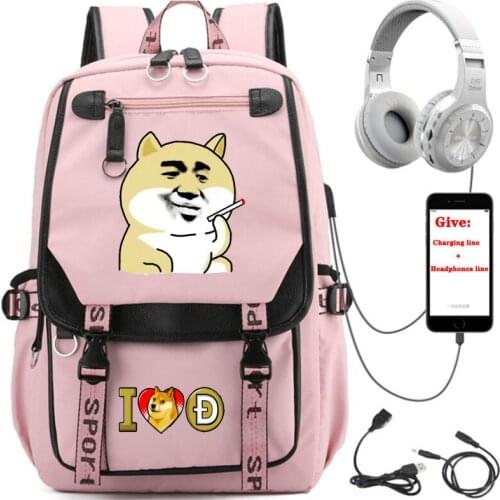USB Charging teenagers Laptop packsack anime Doges backpack boys Girl School book Bag Women men Travel Backpack