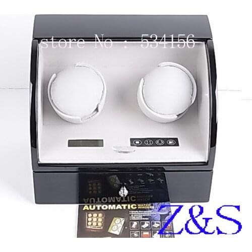 Black wooden watch winder with high gloss piano paint,automatic CNC automatic box on the watch chain shaking table watch winder