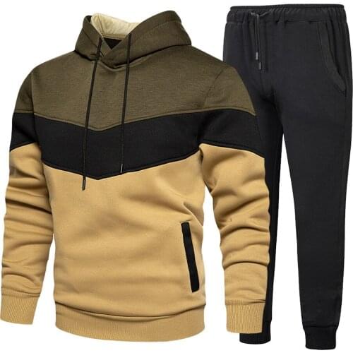Sweatpants and Hoodie set Spring Autumn Men Casual Tracksuits 2 Piece Set Patchwork Hoodies + Sweatpants Sportswear Male Street
