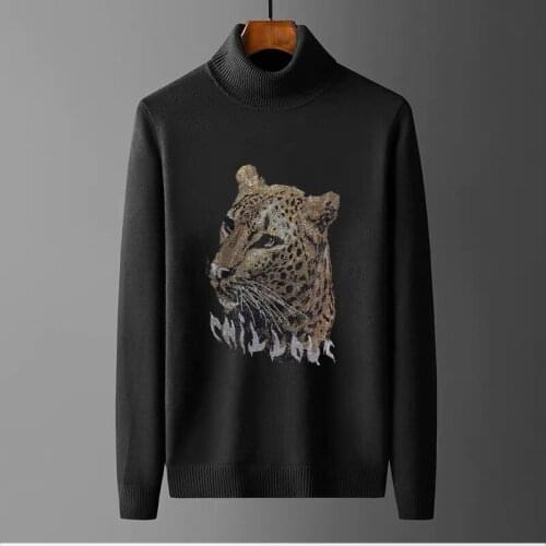Turtleneck Sweater Mens Design Knitting Brand 3D Pullover European New Technology Shiny Base Slim Clothing