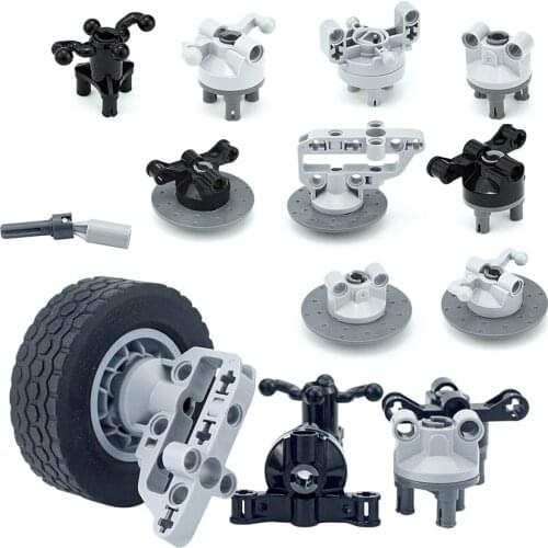 Technical MOC Parts Suspension Steering Wheel Hub with Planetary Gear Reduction DIY Building Blocks Tire Car Truck Drive Bricks