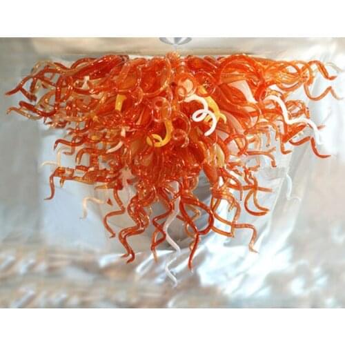 Top Design Orange Color Triangle Flush Mounted Handmade Blown Glass Art Chandelier Lighting
