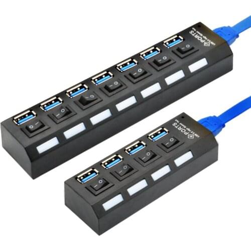 USB 3.0 Hub USB Hub 3.0 Multi USB Splitter 3 Hab Use Power Adapter 4/7 Port Multiple Expander 2.0 USB3 Hub with Switch for PC