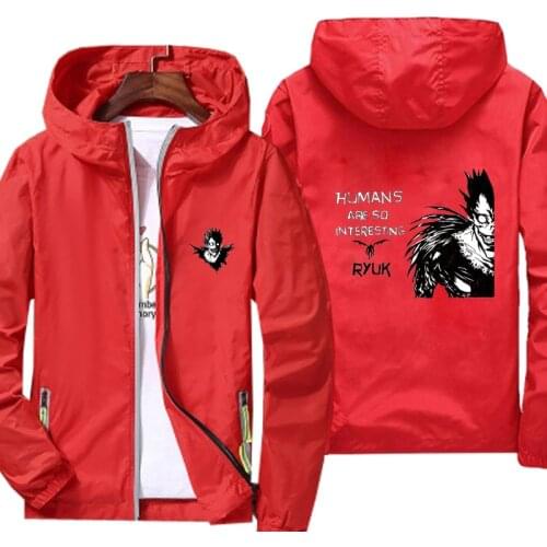 Casual Jacket Spring Autumn reflective zipper Windbreaker waterproof Jackets Death Note men street Hooded thin Coats