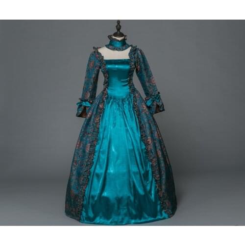 High Quality Southern Belle Renaissance Georgian Marie Antoinette Colonial Brocade PeriodR enaissance Dresses For Sale Cheap