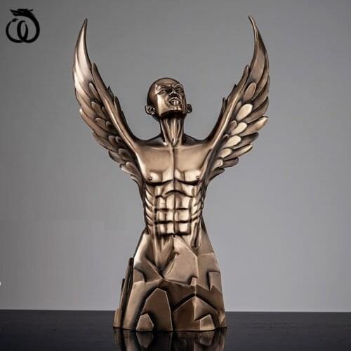 WU CHEN LONG Modern Angel Art Sculpture Abstract Wings Boy And Girl Figure Statue Figurine Resin Crafts Home Decor Gift R5987