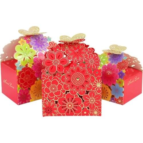 10pcs Flower Butterfly Candy Box DIY Paper Package Boxes Wedding Gift Packaging Supplies Kids Birthday Baby Shower Decoration