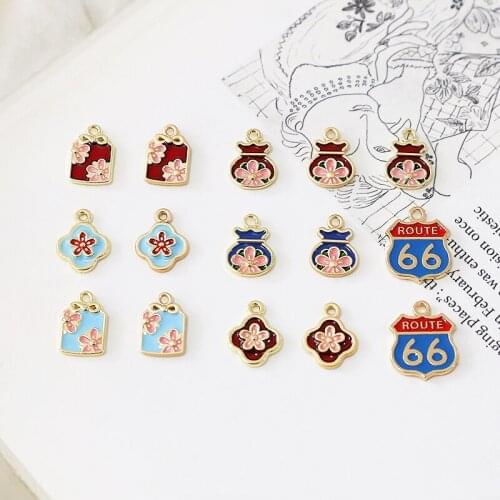 10pcs Retro Chinese style small lucky bag flower pattern earrings for women Female alloy drip diy jewelry accessory material