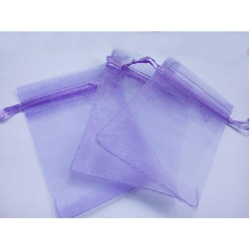 100pcs 10*15 Purple gift bags for jewelry/wedding/christmas/birthday Organza Bags with handles Packaging Yarn bag