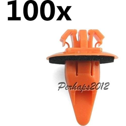 100x / Lot Orange Wheel Flare Moulding Nylon Clips w/ Sealer 75397-35010 Set For Toyota Sequoia Tacoma 4Runner