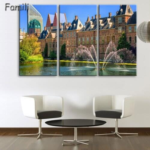 3pcs Modern Netherlands city Canvas art Painting on the Wall Modular Pictures vintage home decor Canvas Painting for Living Room