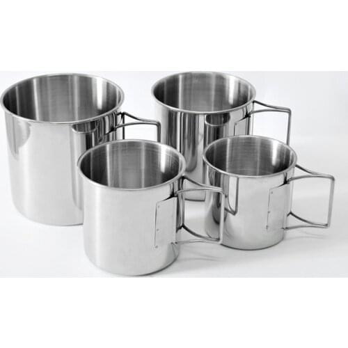 4Pcs/Set Stainless Steel Stackable Drinking Water Cups Mugs for Outdoor Camping Picnic Tableware Cooking Supplies