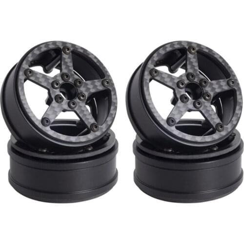 4Pcs Carbon Fiber 2.2Inch Beadlock Wheel Hub Rim for 1/10 RC Crawler Car Axial SCX10 Wraith RR10 Traxxas TRX4