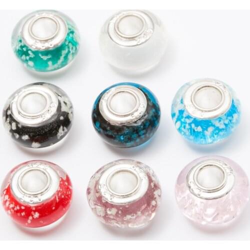 Mix 40pcs 9*14 Luminous Murano Glass Beads Fit Original Pandora Silver Charm Bracelet Pendant DIY Jewelry Accessories feng0006