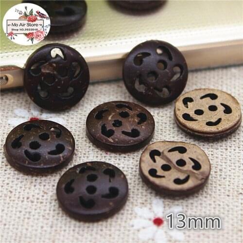 50pcs flower Coconut buttons natural wooden buttons crafts and scrapbooking sewing accessories botone 13mm