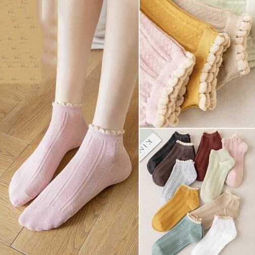 AECU 5 Pairs Women Short Socks Set Cotton Socks Mid-high Cute Female Girls Ankle Boat Socks Slippers Calcetines for Woman