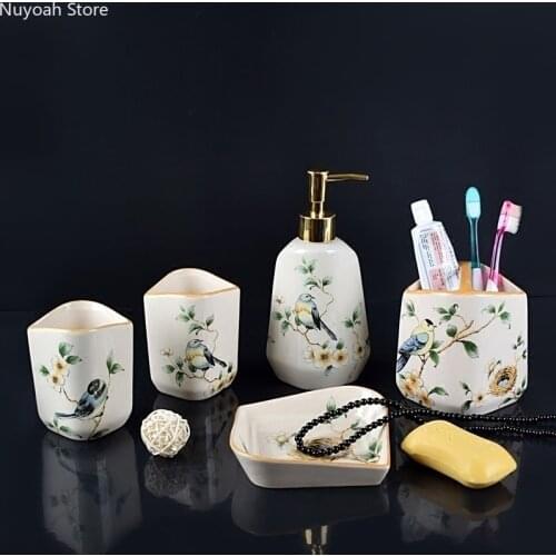Bathroom Supplies Creative Storage Decoration Ceramic Mouthwash Cup Toothbrush Holder Soap Dish Bathroom Decoration Accessories