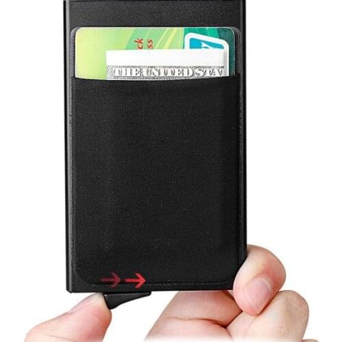 Automatically Pop Up Credit Card Holder Men Protect Travel ID Card Holder Women Wallet Metal Case