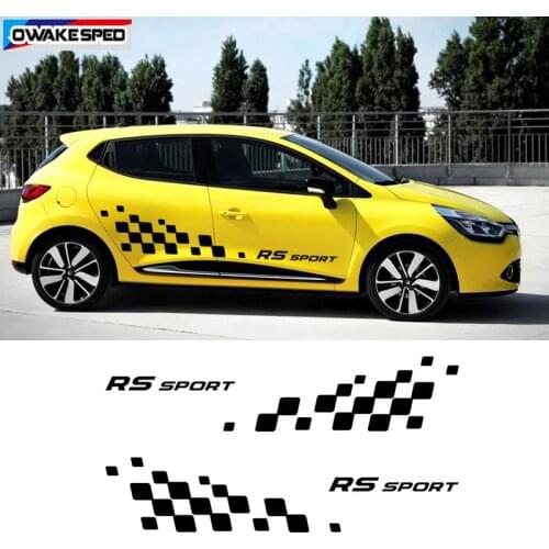 Car Door Side Decor Sticker RS Sport Stripes Racing Lattice Graphic Vinyl Decal For Renault Clio Auto Body Customized Stickers