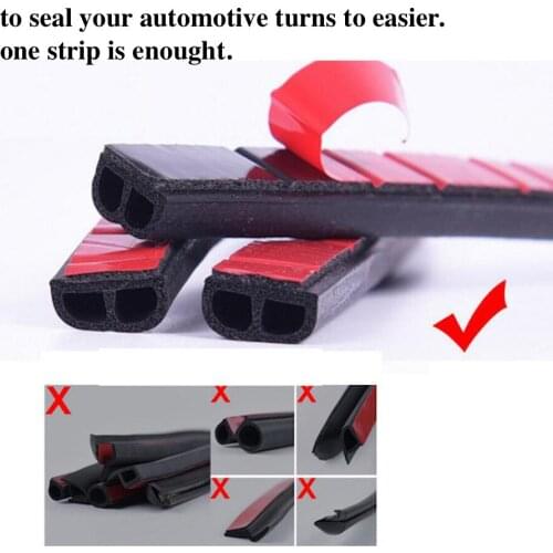 Car Sealing Strip Automotive Vehicle Weatherstrip Rubber Door Seal Trunk Hood Engine Seals Gasket 10m Black B odd