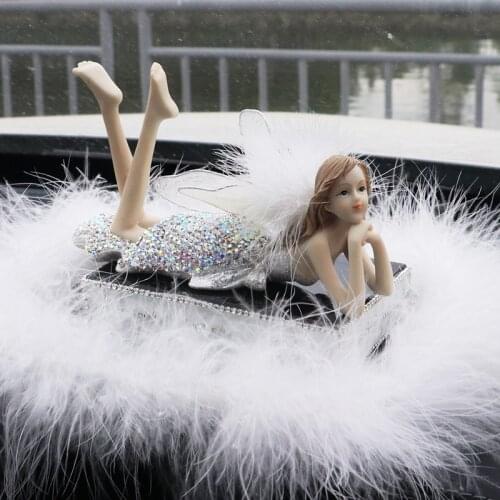 Car Ornament Crystal Diamond Cute Angel Girls Perfume Ornament Automobiles Interior Dashboard Swing For Women Girls