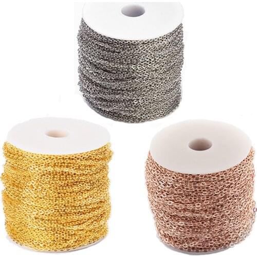 Pandahall 100m/Roll 3mm 4mm Unwelded Iron Cable Chains Golden Silver Color for Jewelry Making DIY Bracelet Necklace Finding