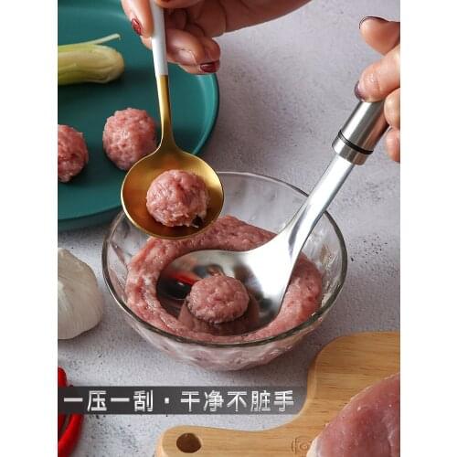 Stainless steel meatball maker home meatball spoon kitchen pressure fish ball mold round squeeze spoon spoon artifact tool