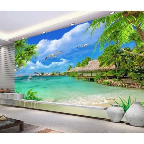 Custom photo wallpapers 3d wall murals wallpaper mural Hd coconut trees landscape setting wall wall decor 3d living room wall