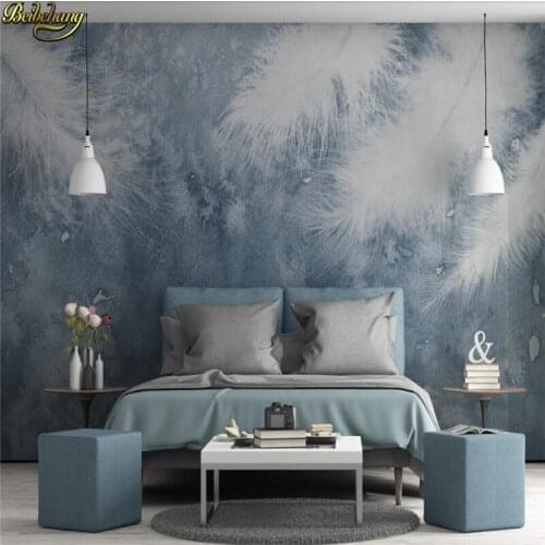 Beibehang Custom photo wallpaper murals modern minimalist hand-painted feathers small fresh Nordic backdrop papel de parede