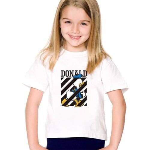 Donald Duck Minnie Mouse Best Friendship Cartoon Girls Boys T-shirt Summer Cotton White Short-Sleeved Tshirt Baby Kids Top Tees