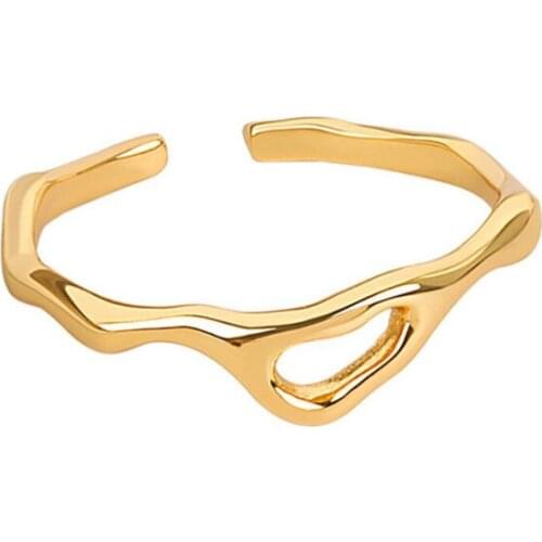 KOFSAC Simple Personality Ring For Women Gold Color Jewelry Open Irregular Silver Colour Rings 2021 Lady Fashion Finger Gifts