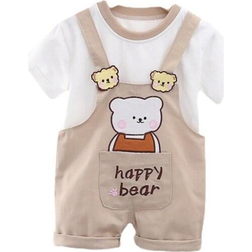 New Summer Baby Boys Clothes Children Girls Cute Cartoon T-Shirt Overalls 2Pcs/Sets Toddler Sport Casual Costume Kids Tracksuits