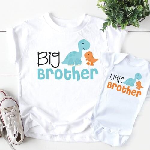 Big Brother Little Brother Matching Outfits 1PC Big Brother Little Brother Siblings Matching Shirts Personalized Dinosaur Tops