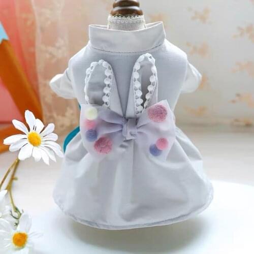 Korean Style Dogs Clothes Princess Pet Dresses Spring Autumn Cat Clothing For stand Collar Party Cats Skirts Dogs Full Dress