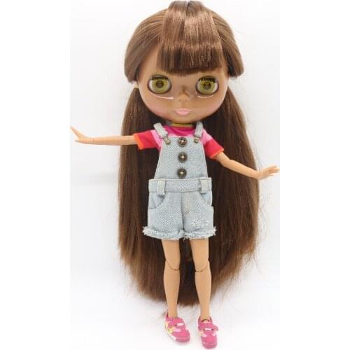 Joint body Nude Blyth Doll,black skin brown hair Factory doll Fashion doll Suitable For DIY 20170930