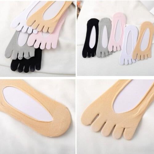 L5YC Summer Thin Invisible Toe Socks Mesh Silicone Anti-Skid Low Cut 5 Finger Hosiery