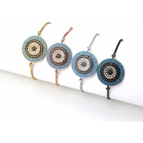 Lucky Eye Micro Zircon Bracelet Evil Eye Stone Charms Bracelet Pendants Paving Bracelet Box Chain Jewelry For Women Female