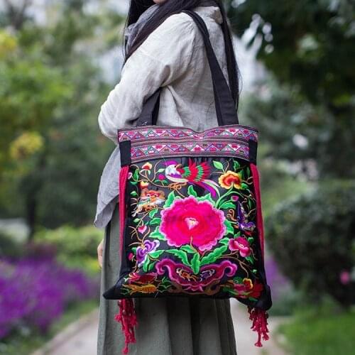 Fashion Women Shoulder bags!Hot flower embroidered bags handmade flower embroidery ethnic clothshoulder bag handbags
